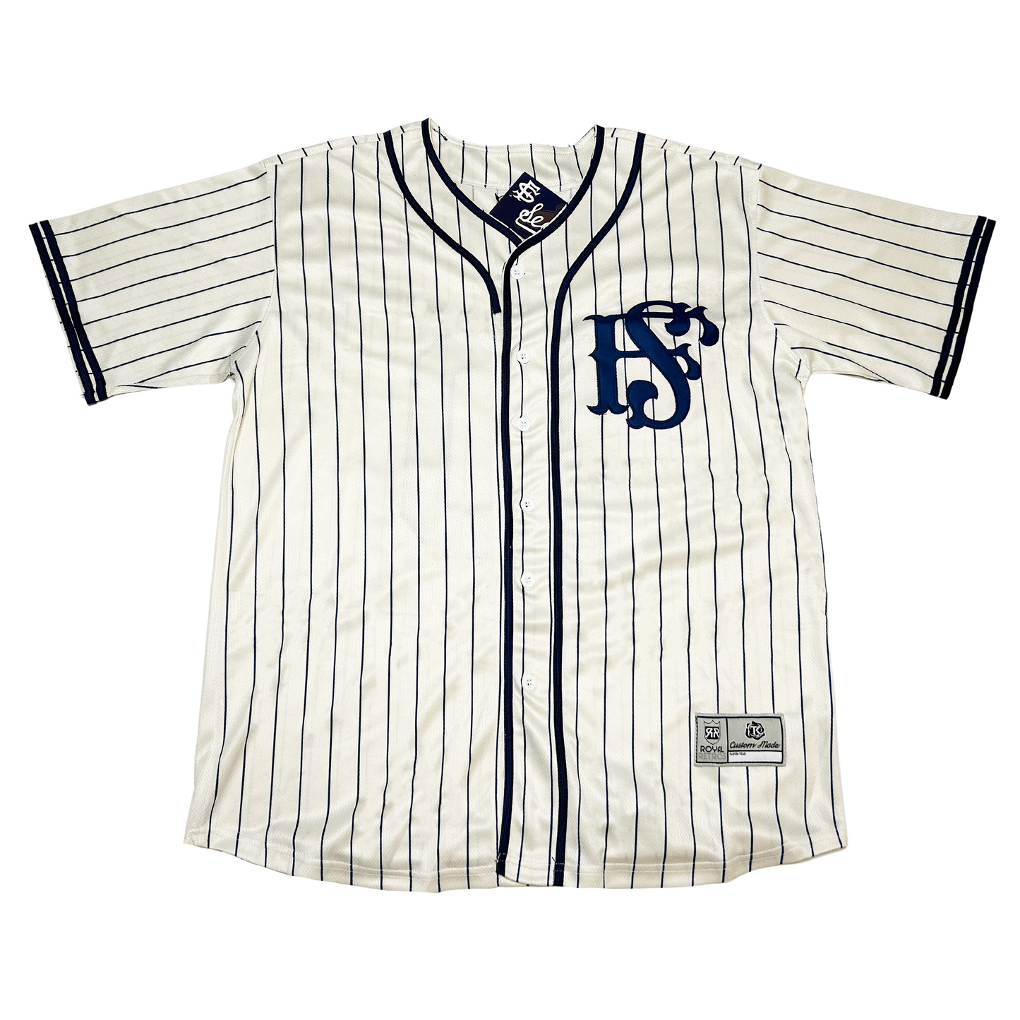 San Francisco Seals Monogram Jersey white with blue SF and pinstripes Royal Retros