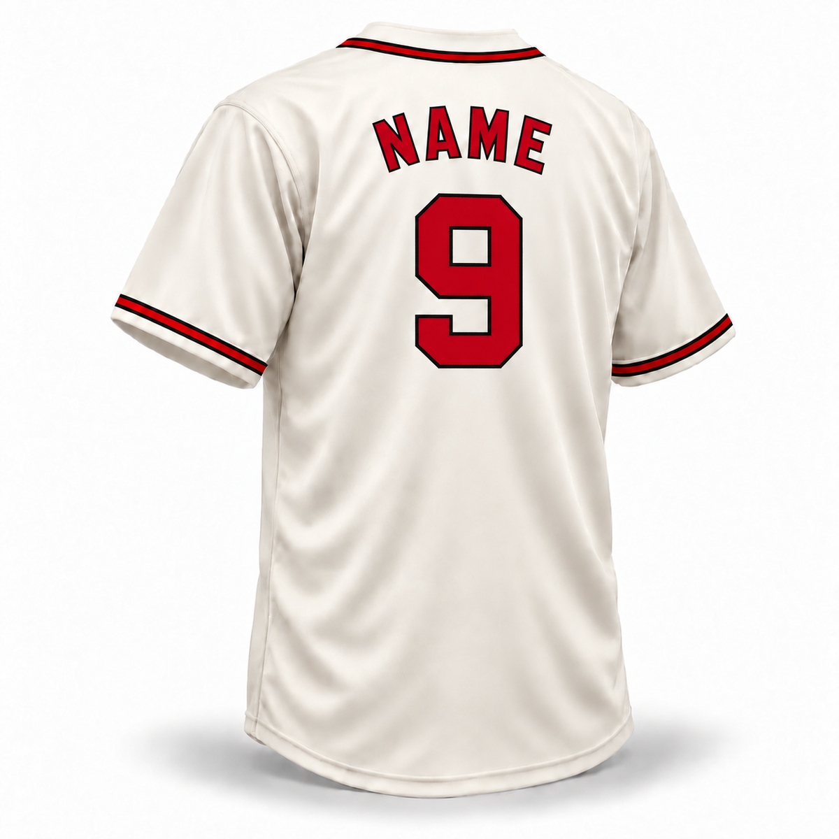 1938 Pittsburgh Crawfords NLB Jersey – cream back mockup with red NAME and number 9 outlined in black