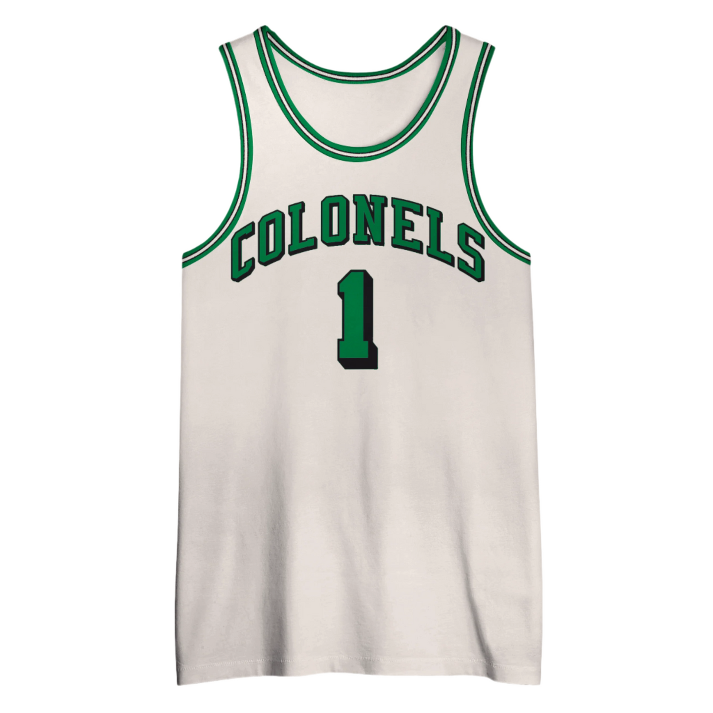 White Kentucky Colonels jersey with green trim, celebrating the ABA-NBA merger