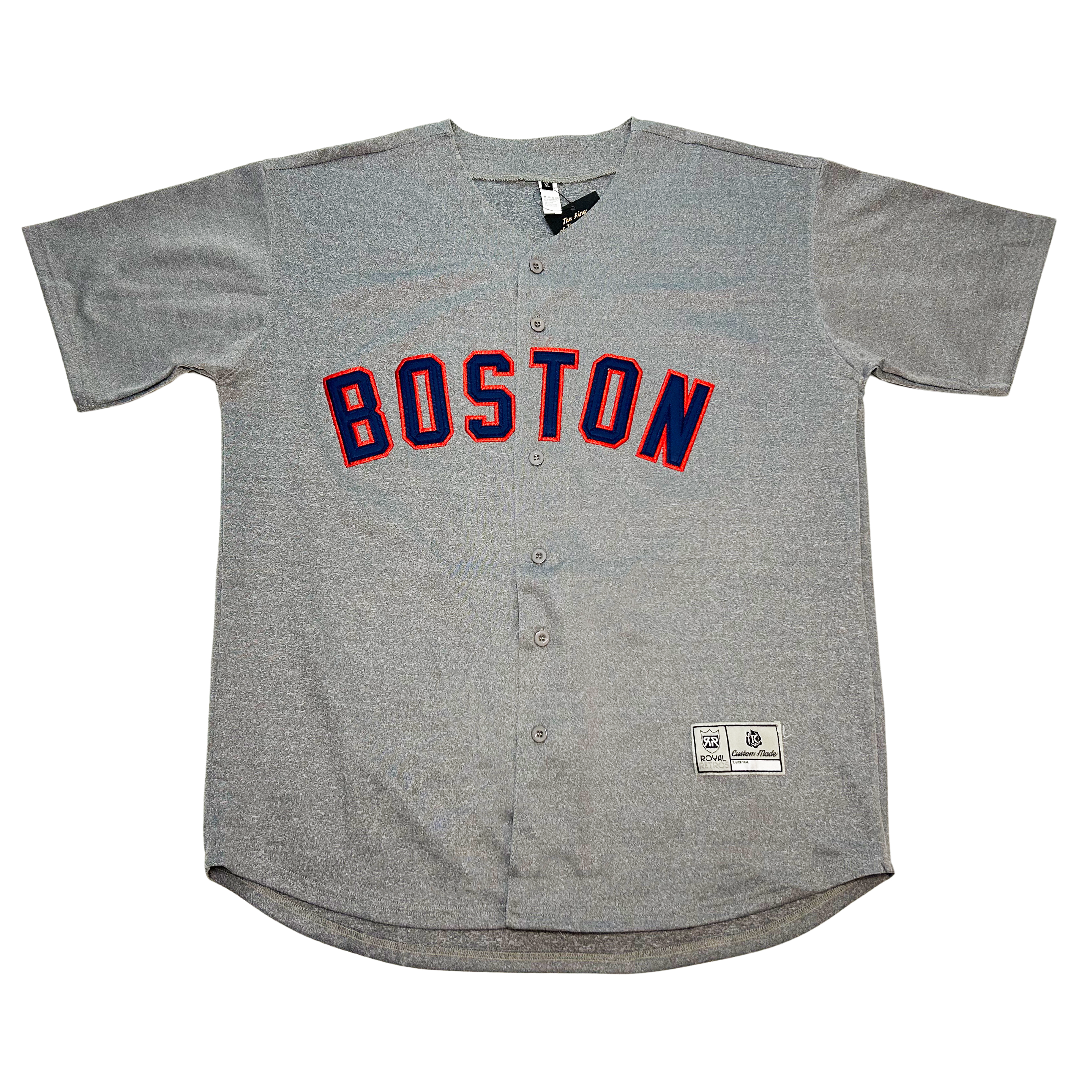 Boston Baseball Jersey - Gray/Navy/Red - 2XL - Royal Retros