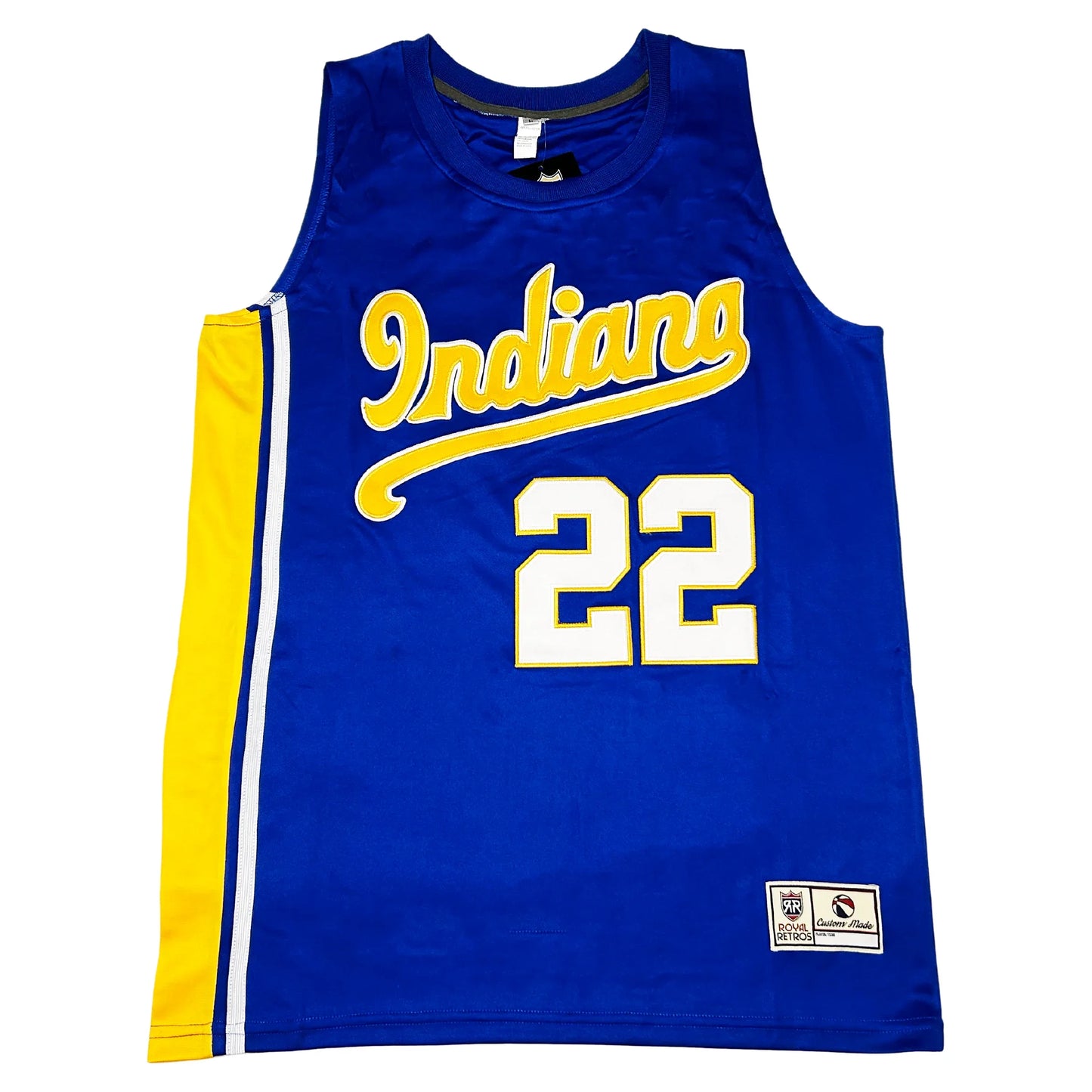 Blue and yellow Indiana ABA Jersey from Royal Retros, perfect for American Basketball Association fans