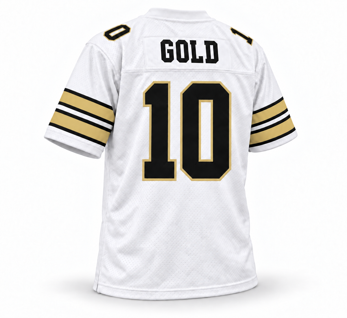 1984 Denver Gold USFL jersey — white back, Gold name and number 10