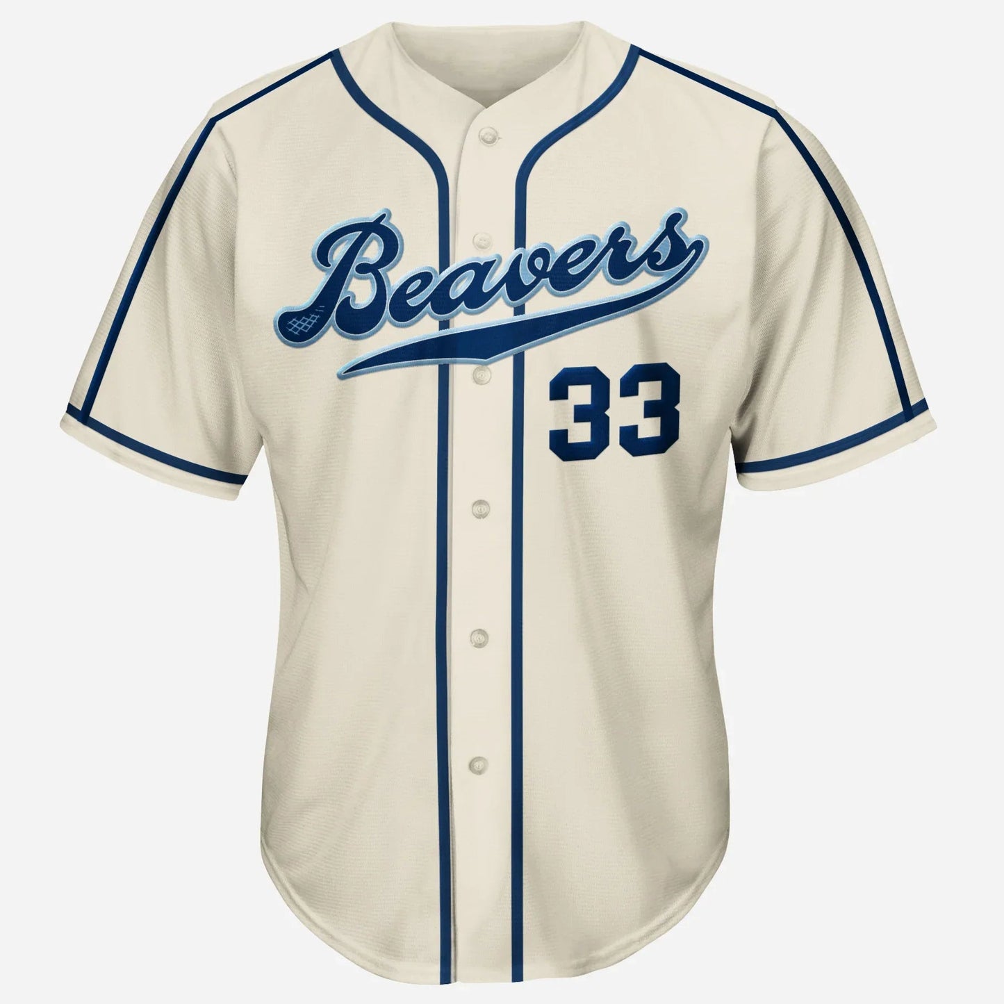 2009 Portland Beavers cream jersey with blue Beavers script — Royal Retros