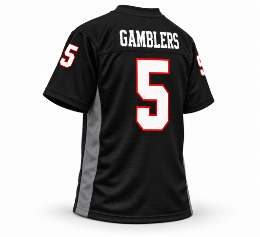 2022–23 Houston Gamblers USFL jersey — black back with GAMBLERS, number 5
