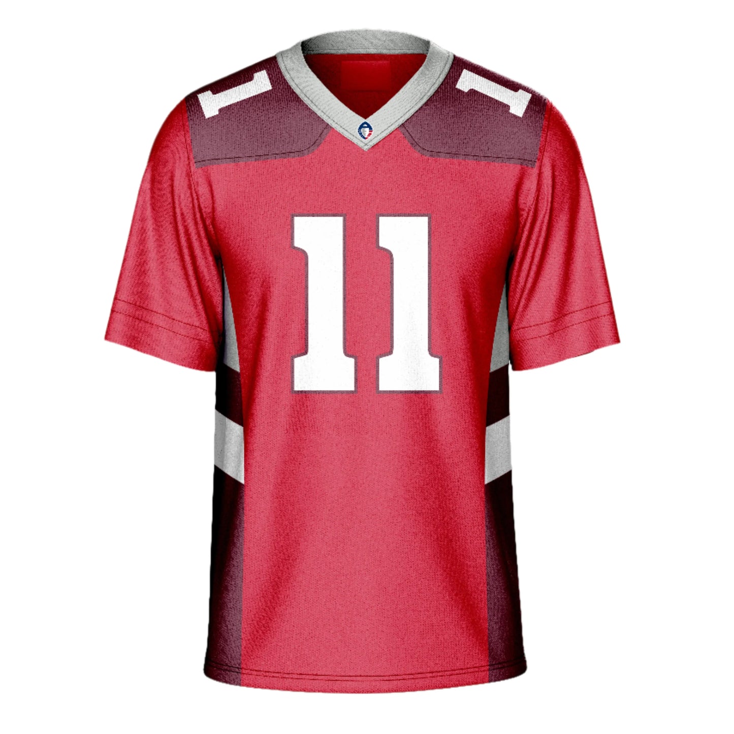 San Antonio Commanders Jersey - AAF - Red. White #11 with black trim. Black and silver trim on sides. Silver collar. Burgundy shoulders with white #11. Royal Retros