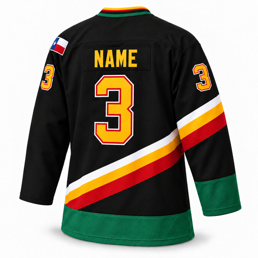 San Antonio Dragons black jersey back mockup, NAME and number 3.