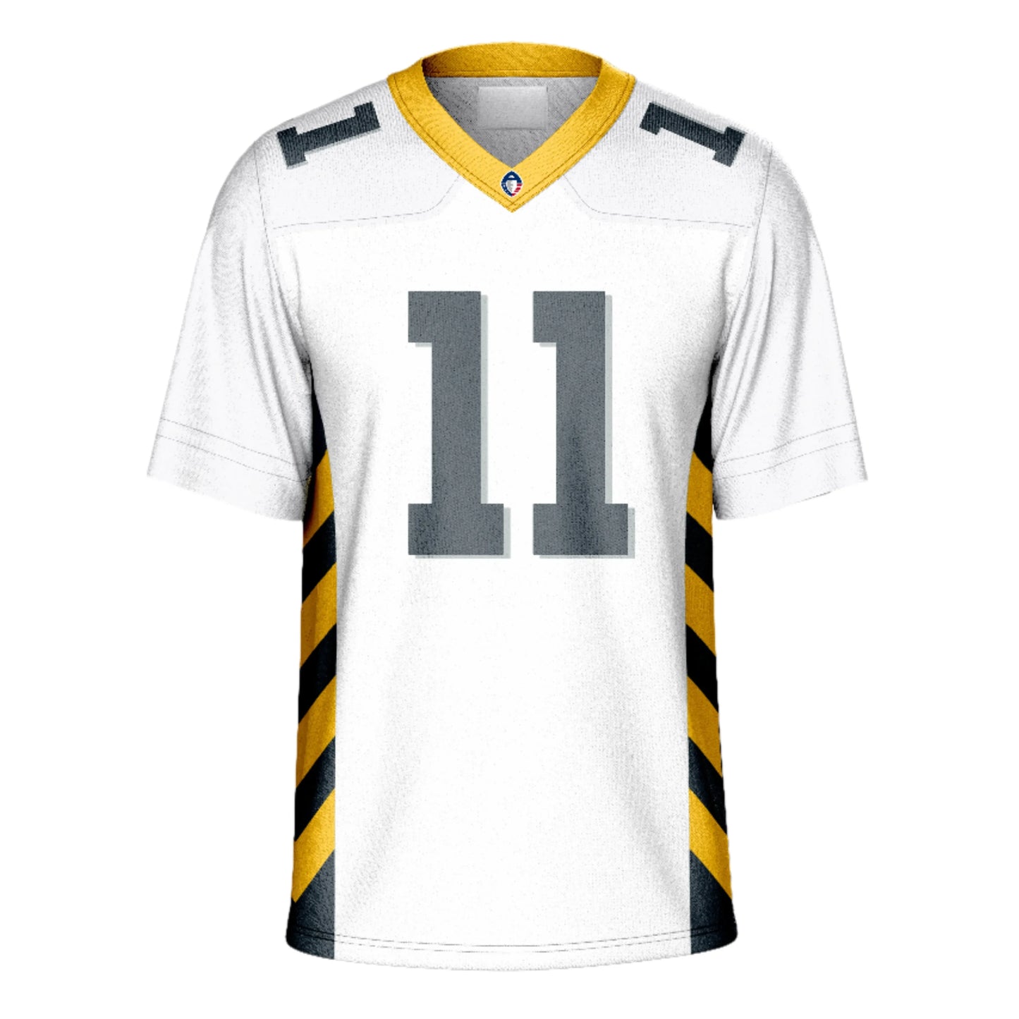 San Diego Fleet Jersey - Jerseys -AAF White with four gold and black bands on sides. #11 in black on chest and shoulders. Royal Retros