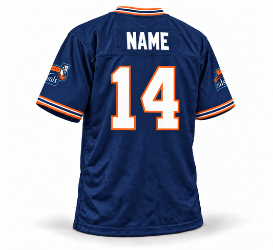 Amsterdam Admirals WLAF jersey navy back NAME number 14