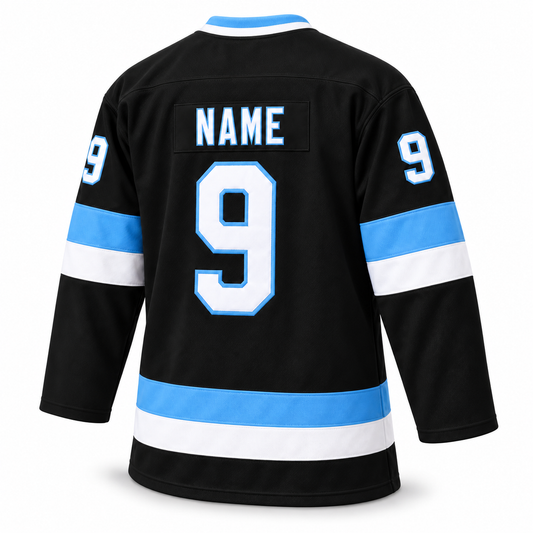 Atlanta Knights black jersey back mockup, NAME and number 9