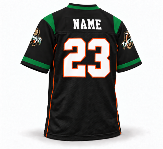 Berlin Thunder WLAF jersey — black back mockup
