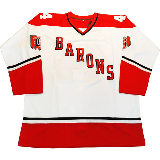 Cleveland Barons proposed white diagonal concept jersey — Royal Retros