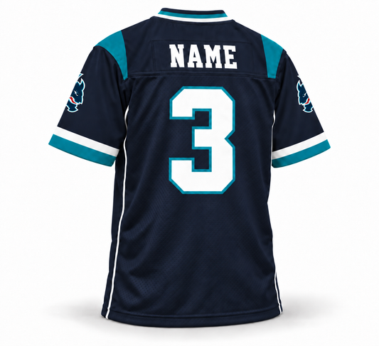 Hamburg Sea Devils WLAF Jersey - Navy Back - NAME Number 3