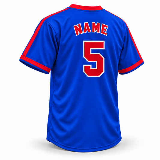 Indianapolis Clowns blue jersey back mockup NAME 5