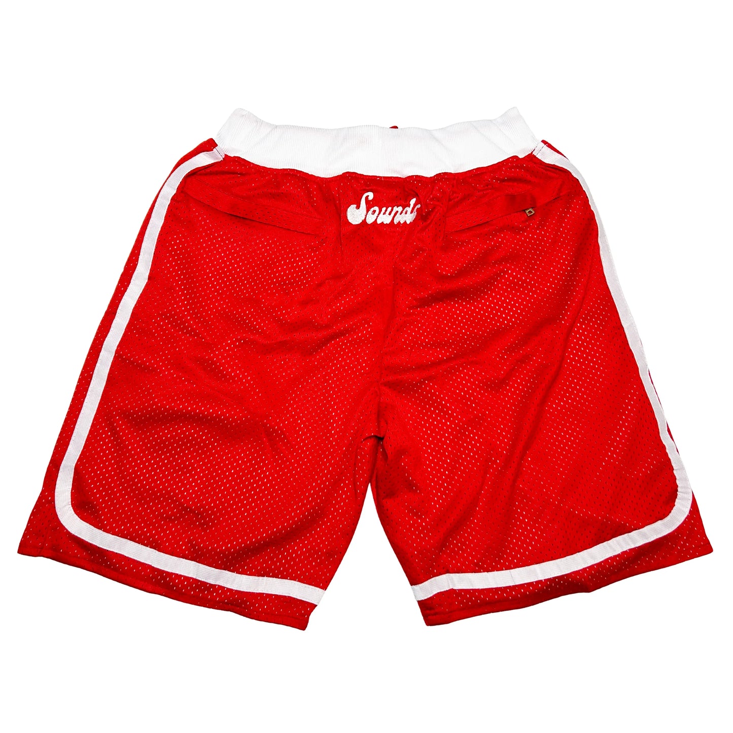 Red mesh athletic shorts for Memphis Sounds Basketball, ideal for performance and style