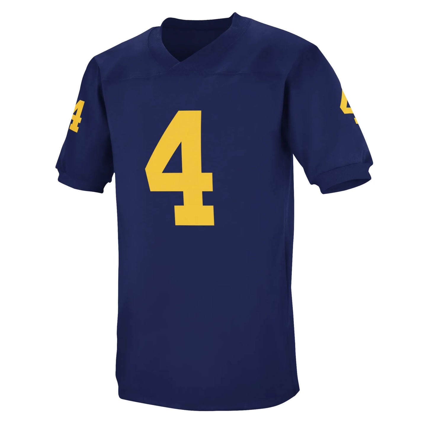 University of Michigan jersey. Navy blue. Gold #4 large on chest small on shoulders/ Royal Retros