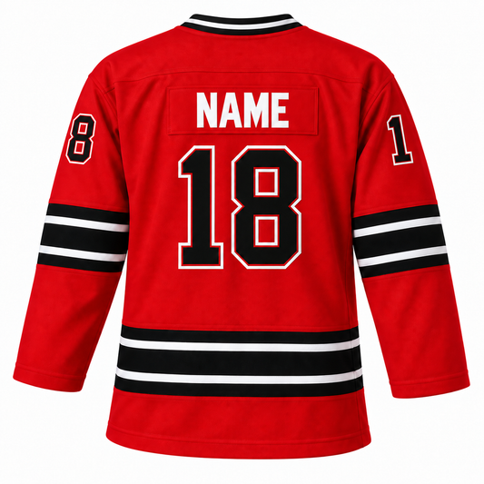 Michigan Stags custom jersey — red back, NAME 18
