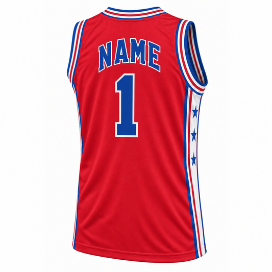 New York ABA Jersey — Red, back, NAME and number 1.