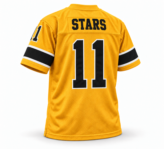 New York Stars WFL Jersey gold back, STARS and black number 11, Royal Retros