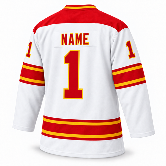 Salt Lake Golden Eagles 1990s white jersey back, NAME and number 1