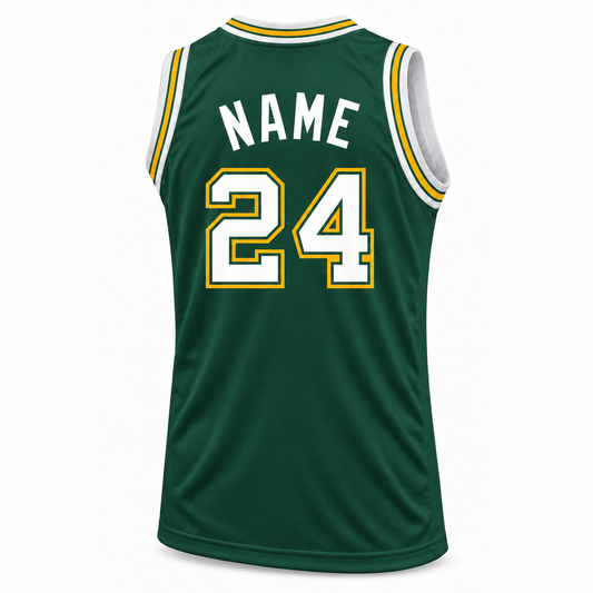 Seattle Basketball Jersey green back mockup, number 24, NAME lettering
