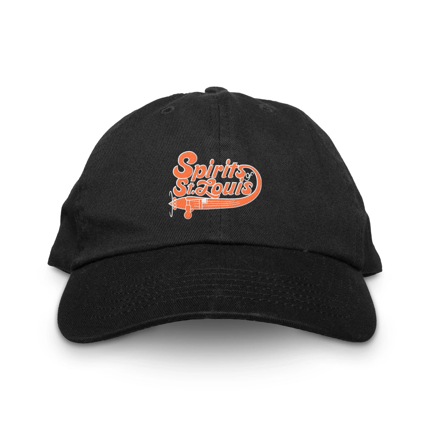 Black baseball cap featuring Spirits of St. Louis logo from the Louis Unstructured Hat
