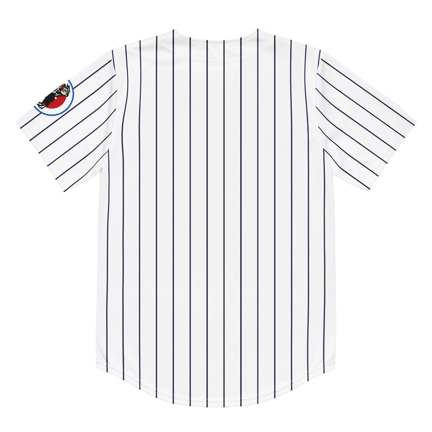 Washington Senators pinstripe baseball jersey, white. Back. Royal Retros