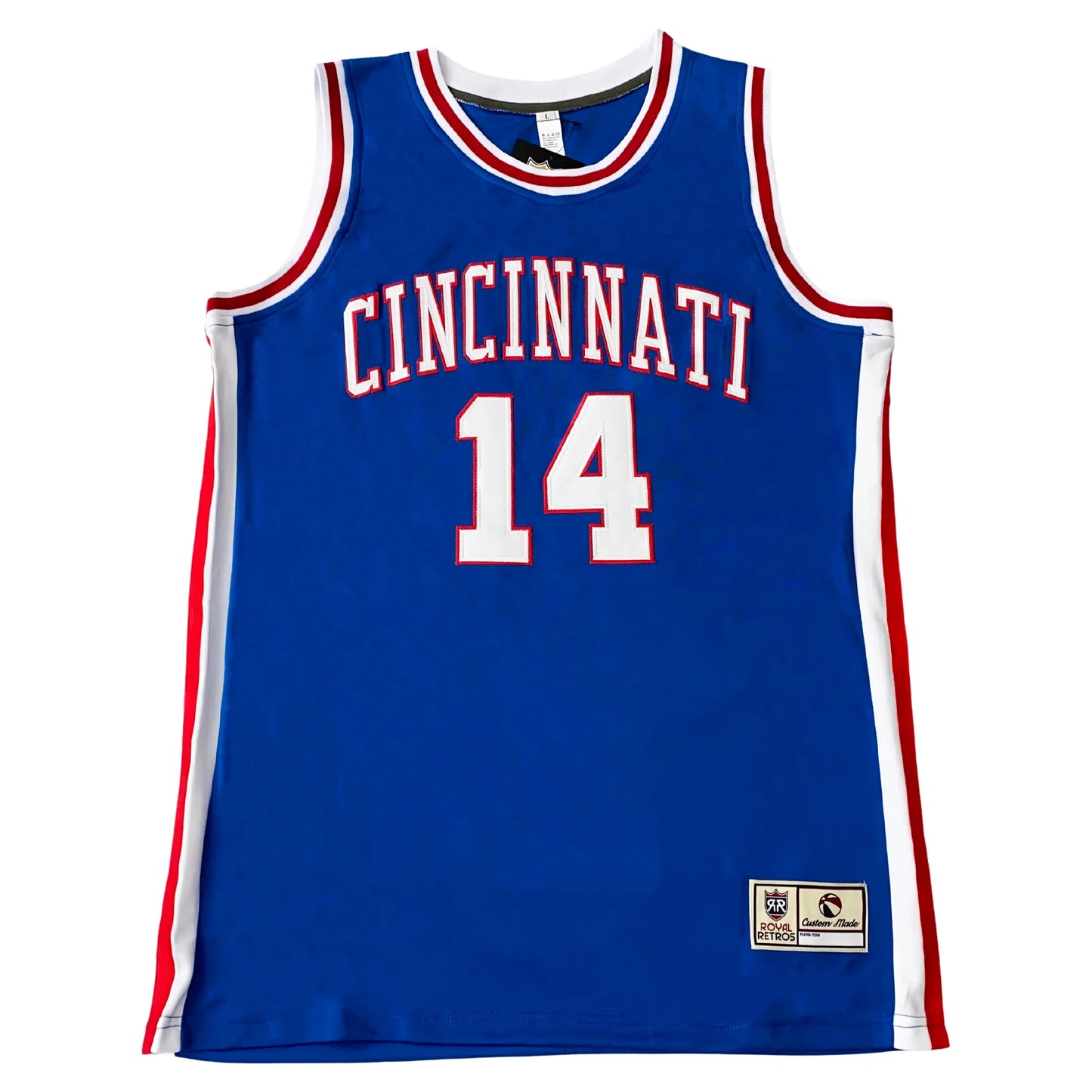 1965 Cincinnati Royals blue jersey with Royals chest wordmark — Royal Retros