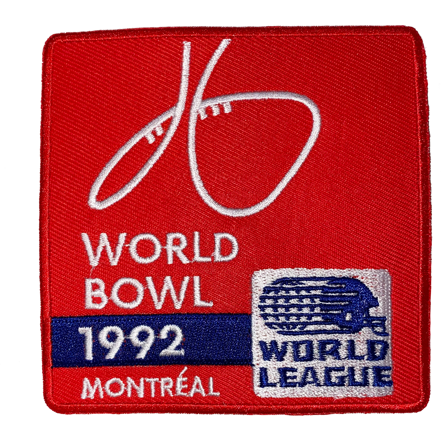 World Bowl Patch 1992 red background Royal Retros