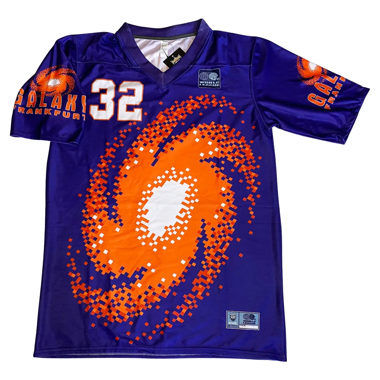 Frankfurt Galaxy Graphic Jersey purple orange galaxy white #32 on shoulder Royal Retros