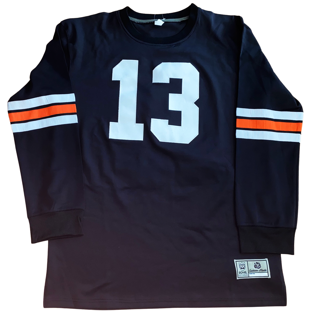 Long-sleeved Jungle Jersey with white number 13 and customizable striped sleeves