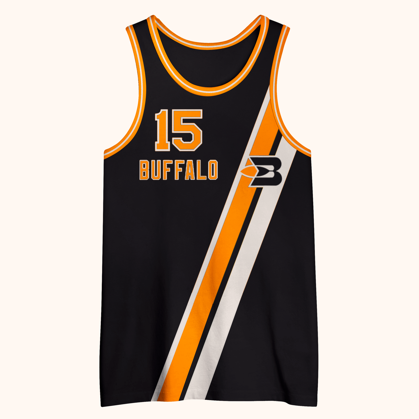Buffalo Stripes Basketball Jersey black #15 Royal Retros