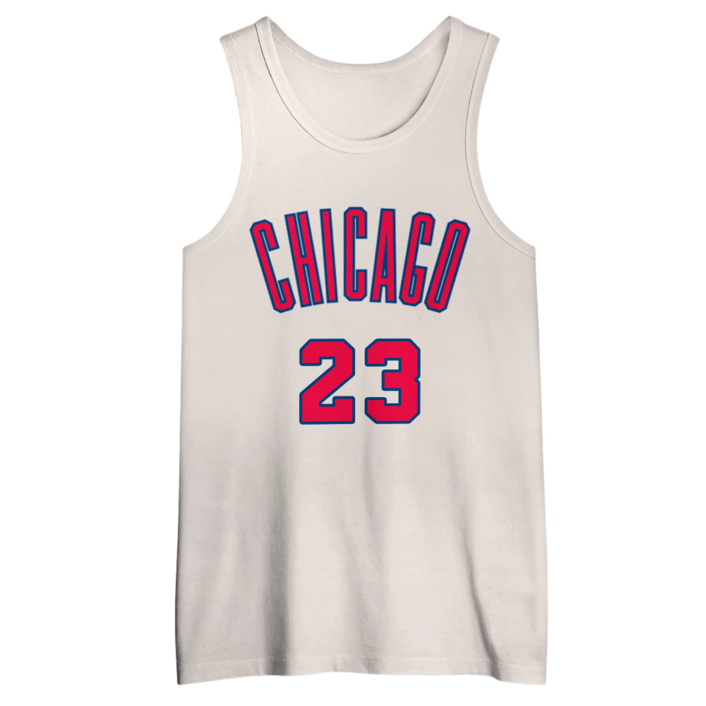 Chicago Stags Jersey white with red Chicago and numbers with blue trim Royal Retros