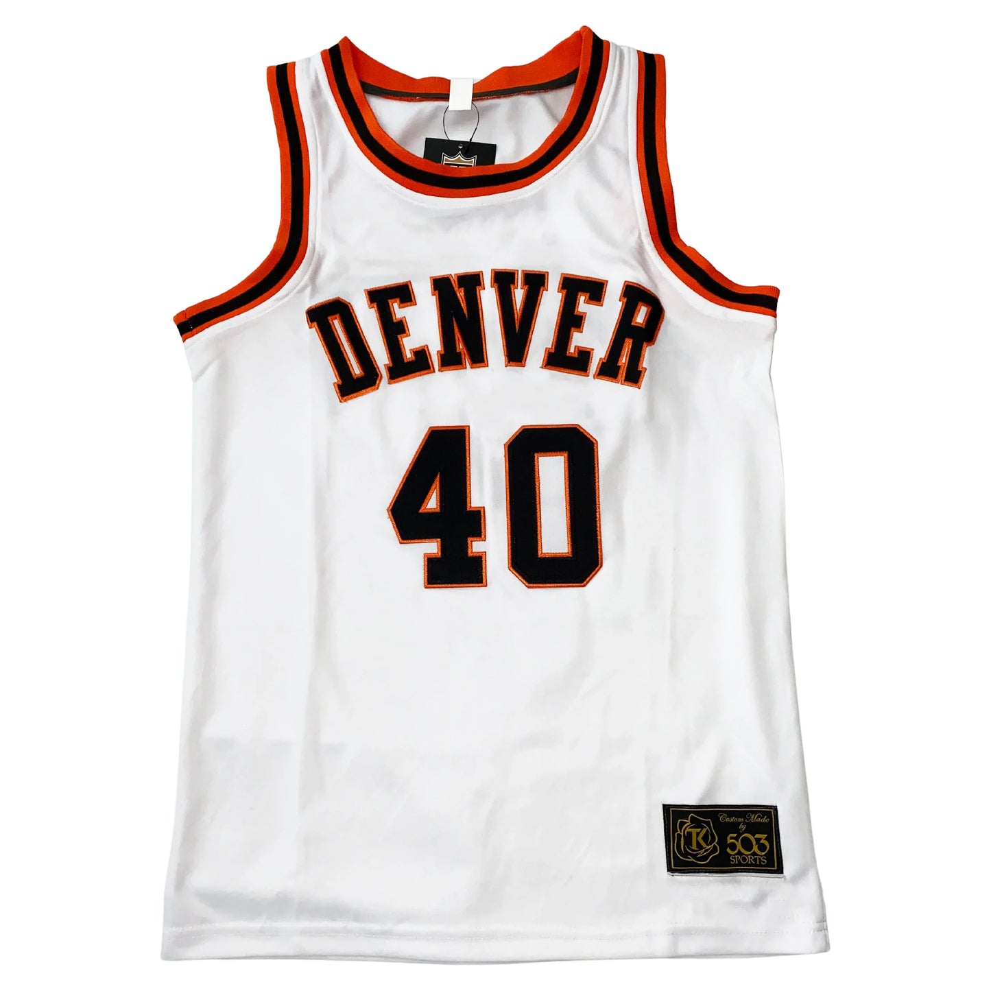 White Denver Rockets jersey showcasing team spirit and style for fans