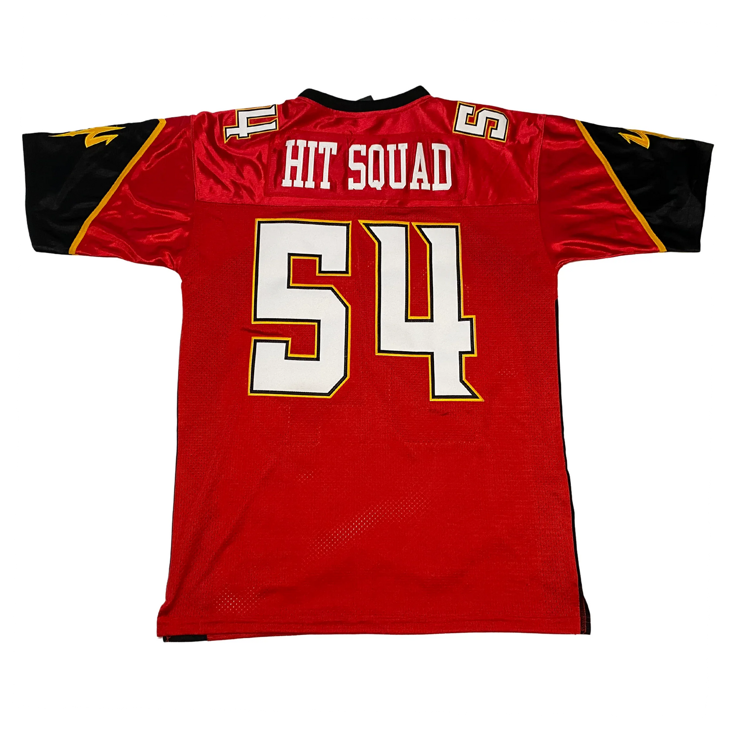 San Francisco Demons XFL Jersey red with black trim Hit Squad #54 white lettering and numerals Royal Retros