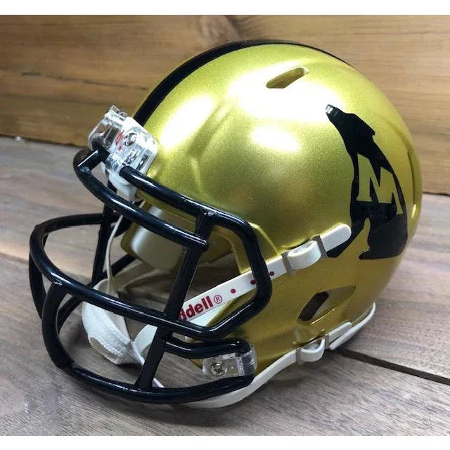 Gold Memphis Hound Dogs mini helmet with black facemask for collectible fans
