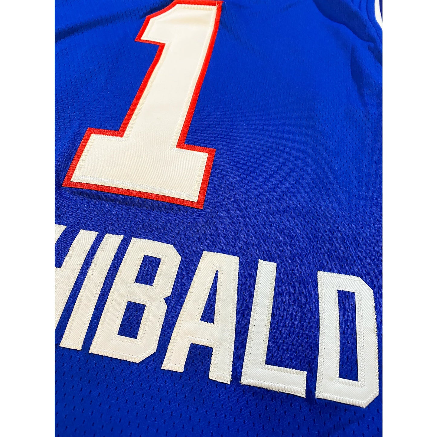 Blue Kansas City Basketball Jersey with white number and lettering, individually handmade