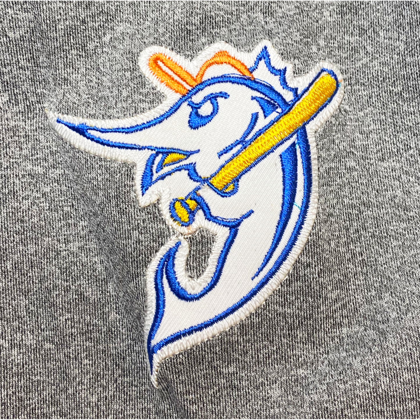 Embroidered baseball Marlin logo on IL Marlins Jersey with free customization included