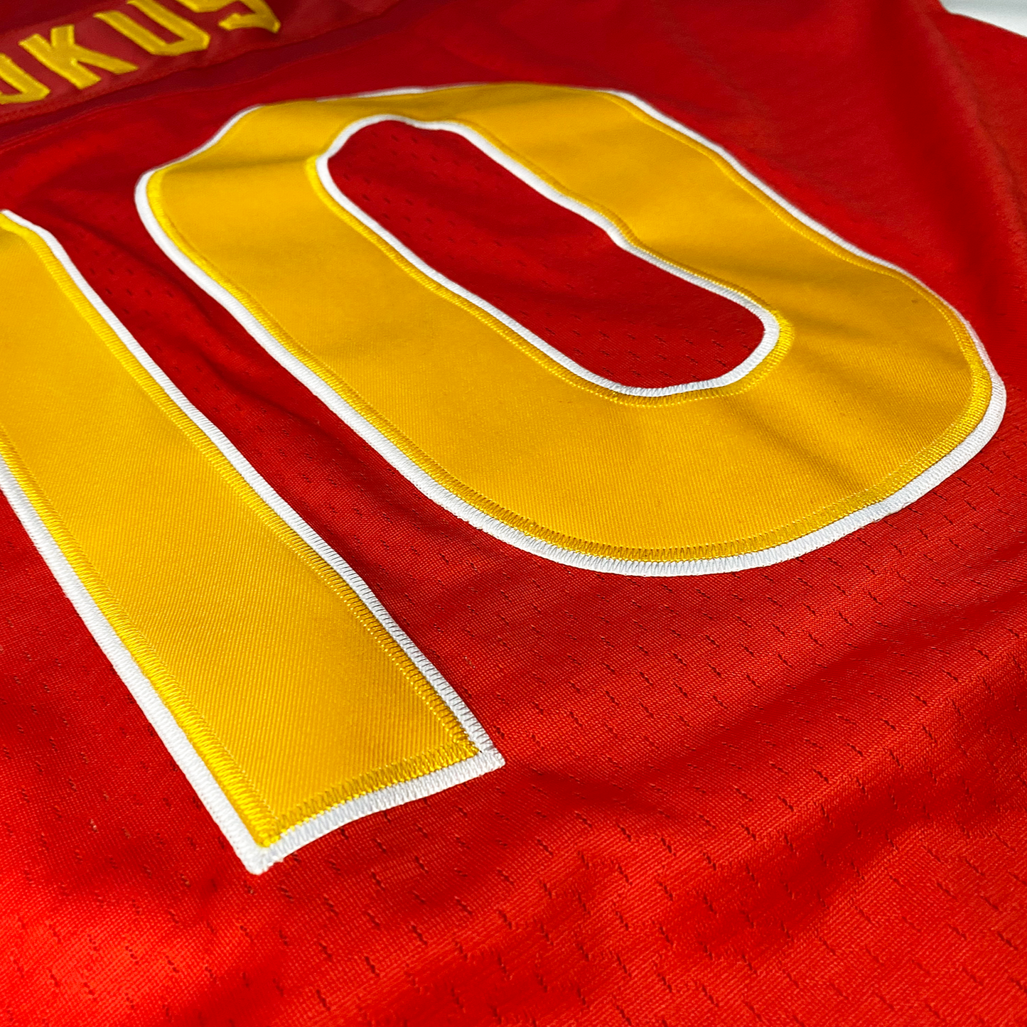 Philadelphia Stars - Baltimore Stars USFL Remix Jersey red close-up gold numbers and lettering Royal Retros