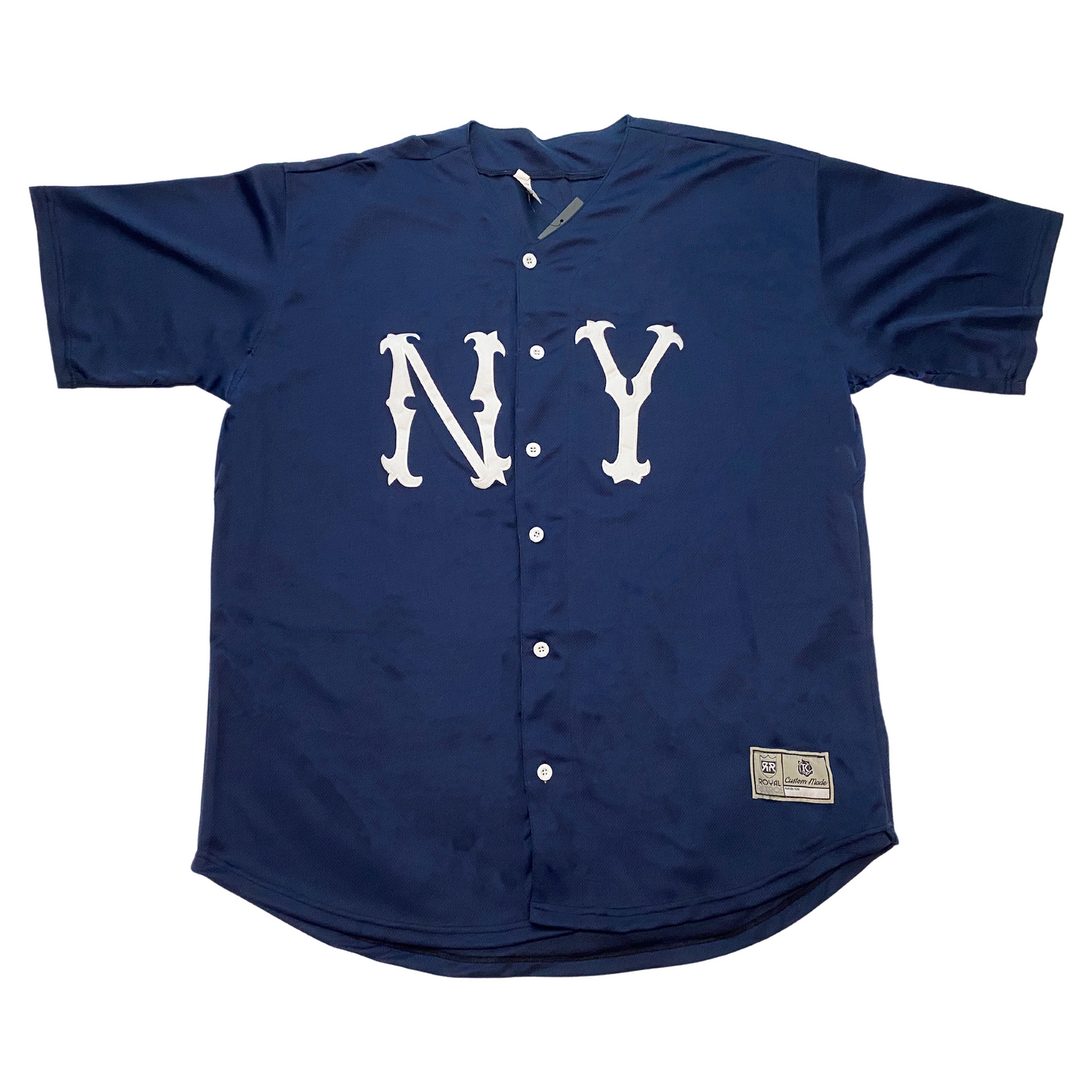 New York Highlanders navy jersey with large white NY across chest. Royal Retros