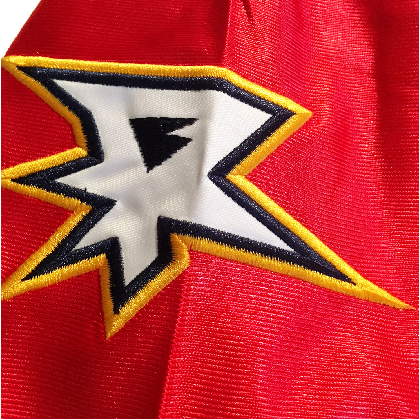 Orlando Rage Jersey close-up logo on red jersey Royal Retros