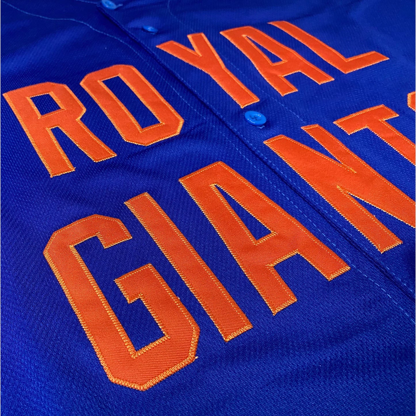 Blue Brooklyn Royal Giants NLB Jersey with vibrant orange lettering for a vintage look
