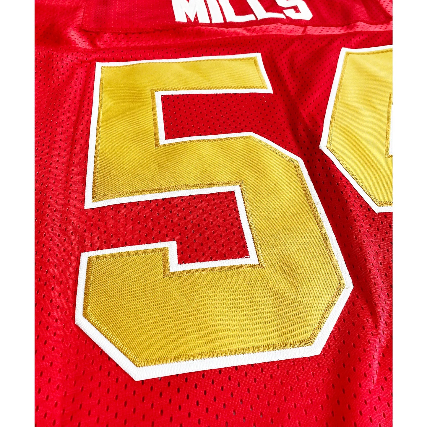 Philadelphia Stars - Baltimore Stars USFL Jersey red with white lettering and gold numbers close-up Royal Retros
