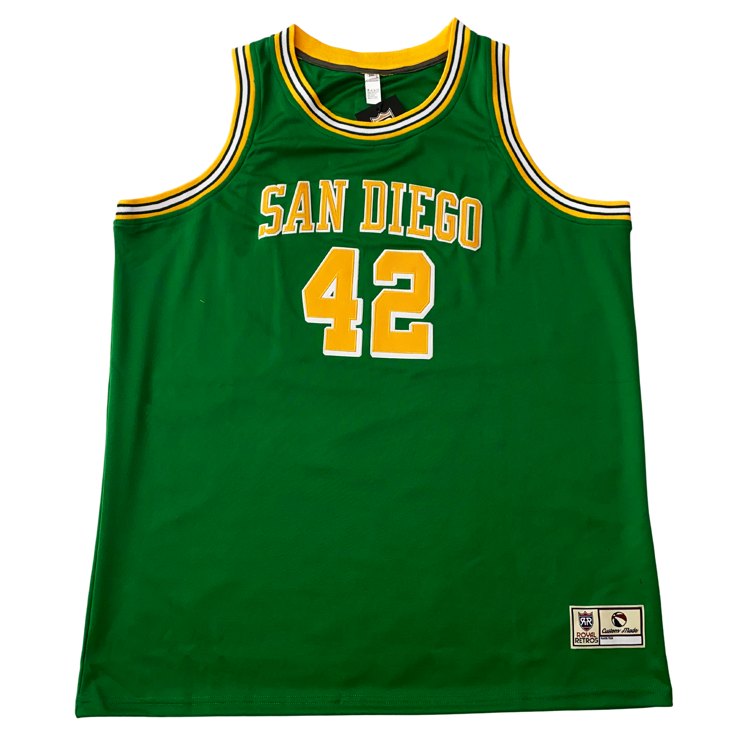 San Diego Green and Gold Basketball Jersey - 2XL - Royal Retros