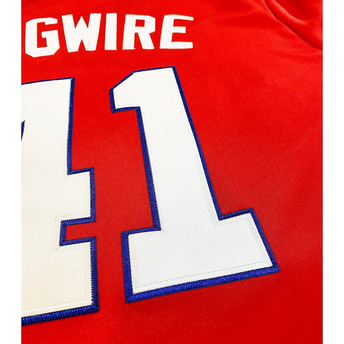 Red USA Baseball Jersey with white number, individually handmade for vintage look