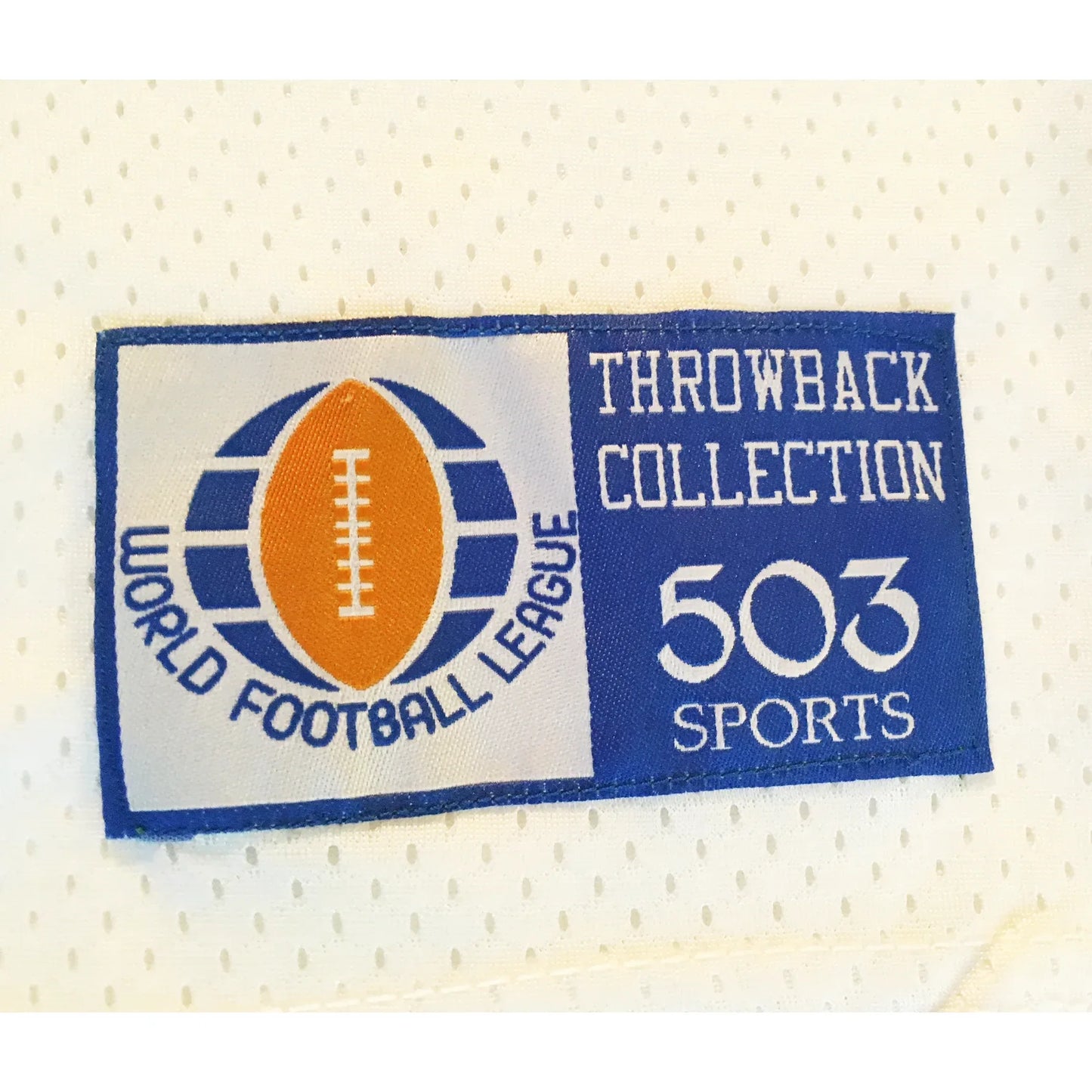 Detroit Wheels WFL Jersey close-up WFL/503 Sports Tag Royal Retros