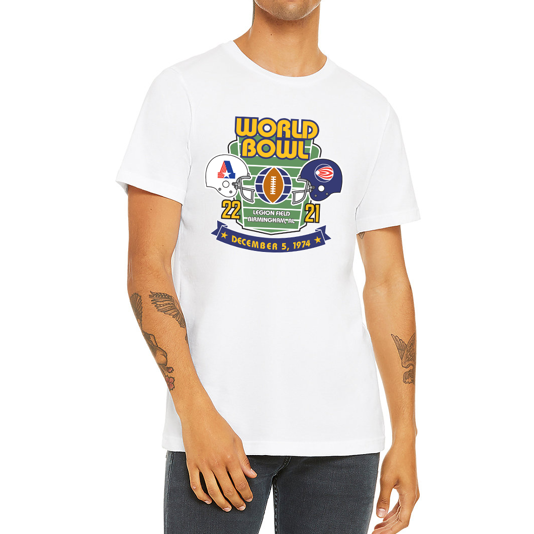 World Football League World Bowl I T-shirt white Royal Retros
