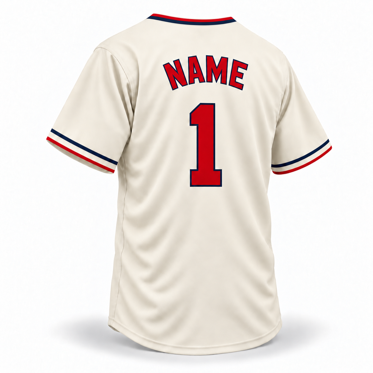 1934 Chicago American Giants NLB jersey cream back mockup with red NAME and block number 1 outlined in navy