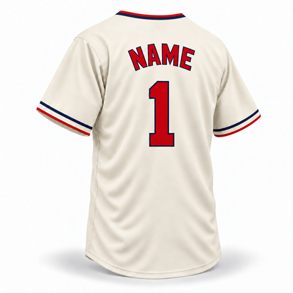 1934 Chicago American Giants NLB jersey cream back mockup with red NAME and block number 1 outlined in navy