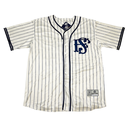San Francisco Seals Monogram Jersey white with blue SF and pinstripes Royal Retros