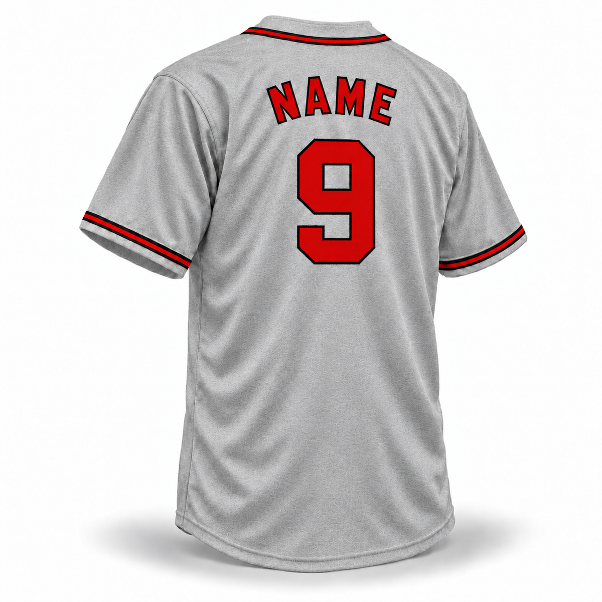 1938 Pittsburgh Crawfords NLB Jersey – gray wool back mockup with red NAME and number 9 outlined in black